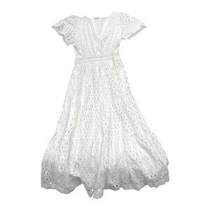 Anthropologie White Eyelet Maxi Dress - Size Large